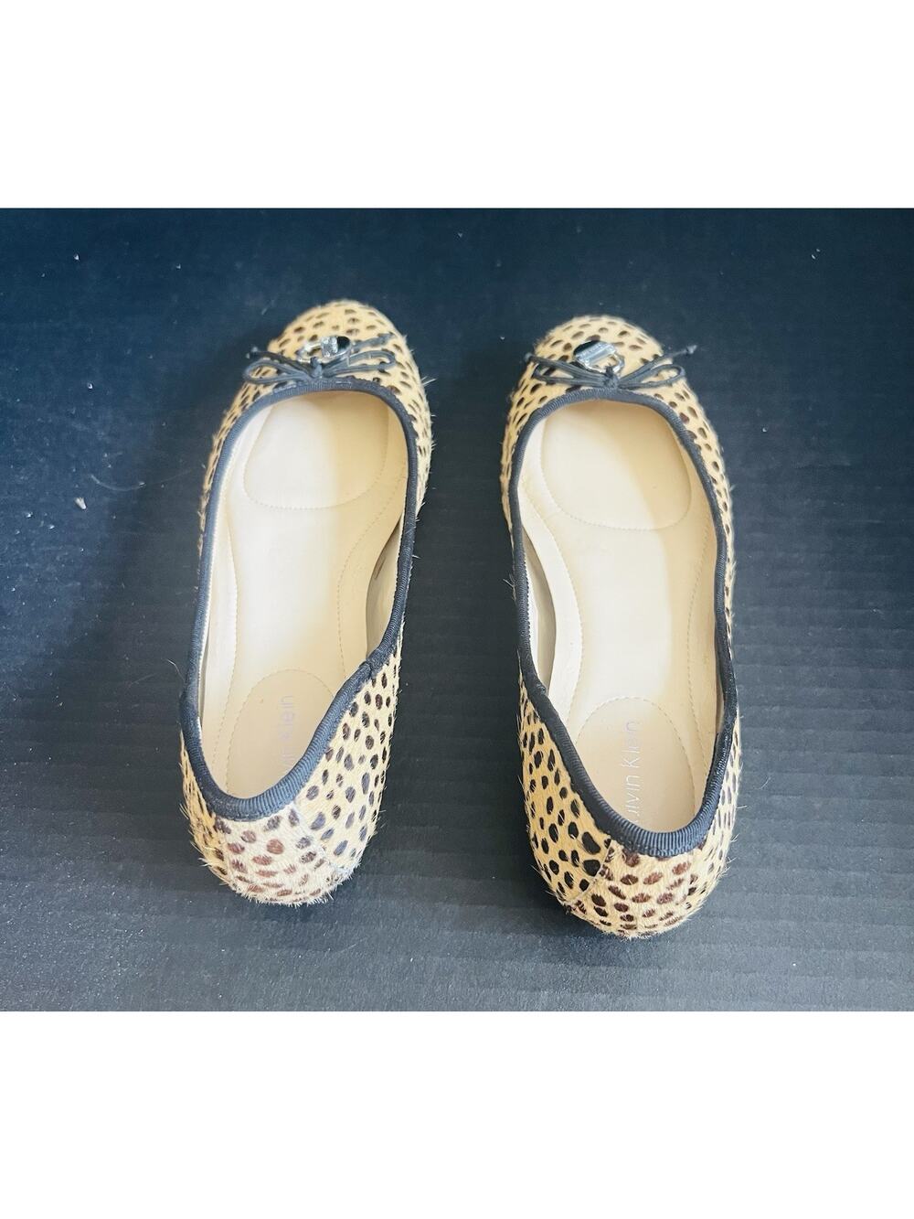 Calvin Klein Leopard Calf Hair Flats - New Women | Color: Yellow/Brown